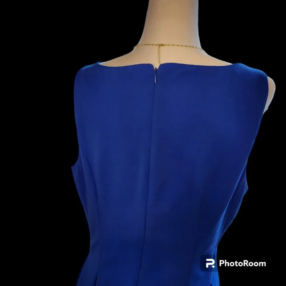 #001. Royal Blue Sleeveless A-Line Midi Dress-Roz&Ali - Picture 4 of 6